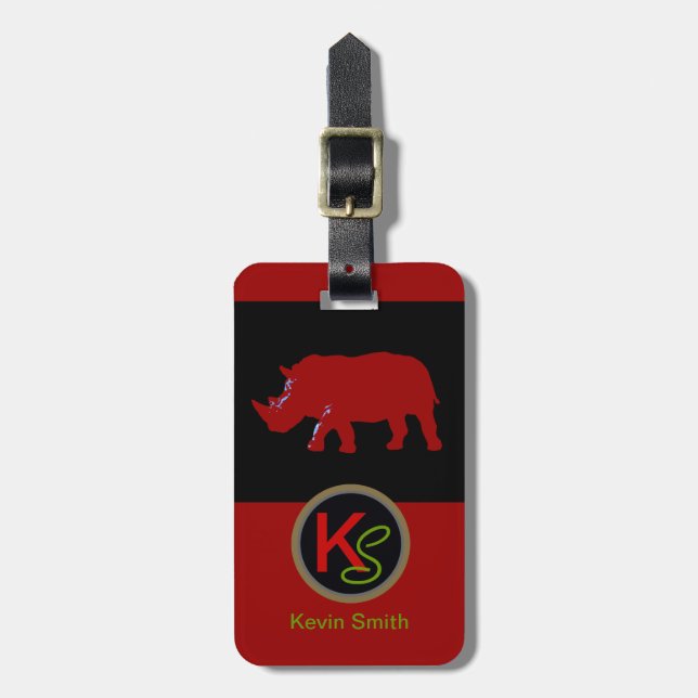 Etiqueta Para Maletas Personalizable Wild Rhinoceros (Frente Vertical)