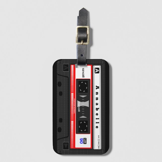 Etiqueta Para Maletas Personalización de cassette de la vieja escuela  (Anverso vertical)