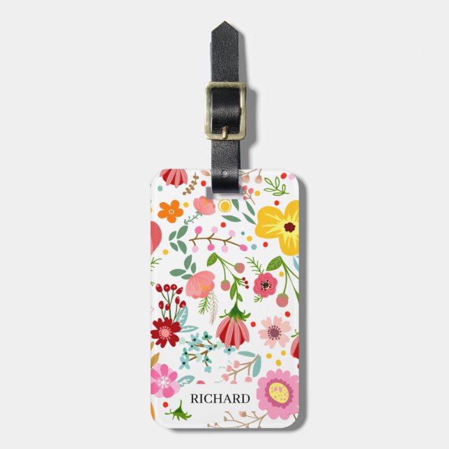 Etiqueta Para Maletas Personalización de la flor acuarela (Frente Vertical)