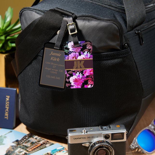 Etiqueta Para Maletas personalización de monograma personalizado de paté (Anverso & Reverso)