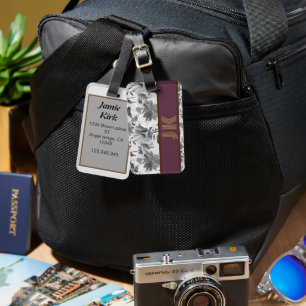 Etiqueta Para Maletas personalización vintage de monocromo floral