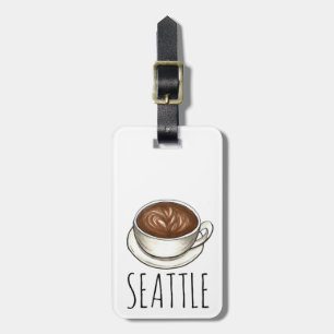 Etiqueta Para Maletas Personalizada la Copa de Café Seattle Washington L