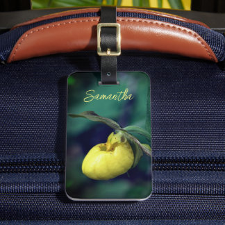 Etiqueta Para Maletas Personalizada la flor de orquídea amarilla Slipper