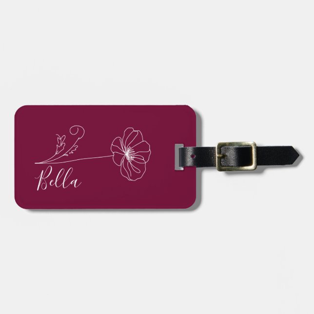 Etiqueta Para Maletas Personalizado Agosto Poppy Nacimiento Regalo de Fl (Frente Horizontal)