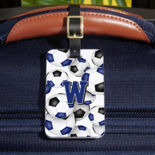 Etiqueta Para Maletas personalizado atleta monograma bolas azules de fút