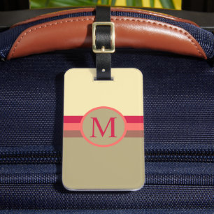 Etiqueta Para Maletas Personalizado Beige Brown Pink Red Brown Color Blo