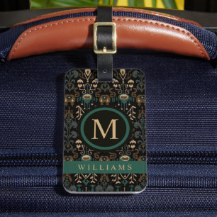 Etiqueta Para Maletas Personalizado Beige Negro Marrón Verde Patrón azte