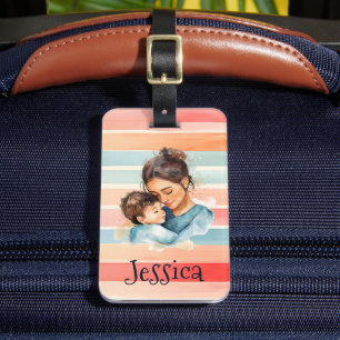 Etiqueta Para Maletas Personalizado Brillante Acuarela Colorido Estampad