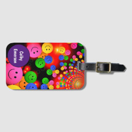 Etiqueta Para Maletas Personalizado Brillante Colorido Feliz Sonrisas Pu