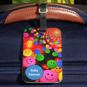 Etiqueta Para Maletas Personalizado Brillante Y Colorida Sonrisas Felice