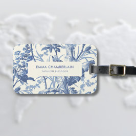 Etiqueta Para Maletas Personalizado Chinoiserie azul y blanco