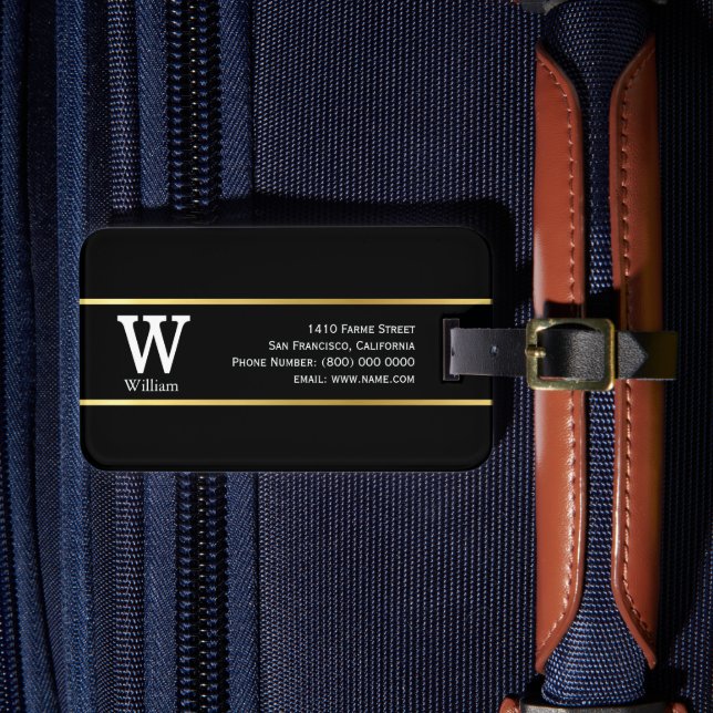 Etiqueta Para Maletas Personalizado Classy Travel Black (Anverso In situ 4)