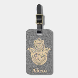 Etiqueta Para Maletas Personalizado Cute afortunado hamsa mano purpurina