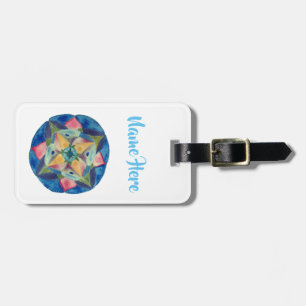 Etiqueta Para Maletas Personalizado de arte de Mandala azul Luggae Tags