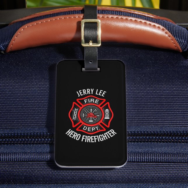 Etiqueta Para Maletas Personalizado de bomberos Nombre de texto personal (Anverso In situ 2)