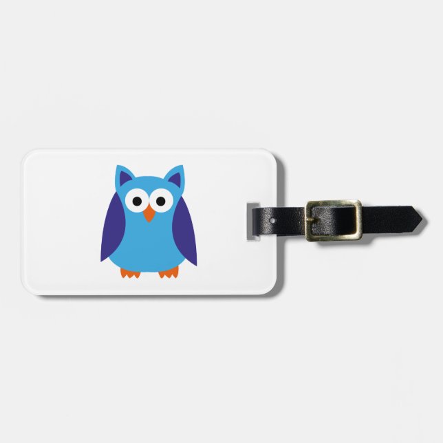 Etiqueta Para Maletas Personalizado de búho azul (Frente Horizontal)
