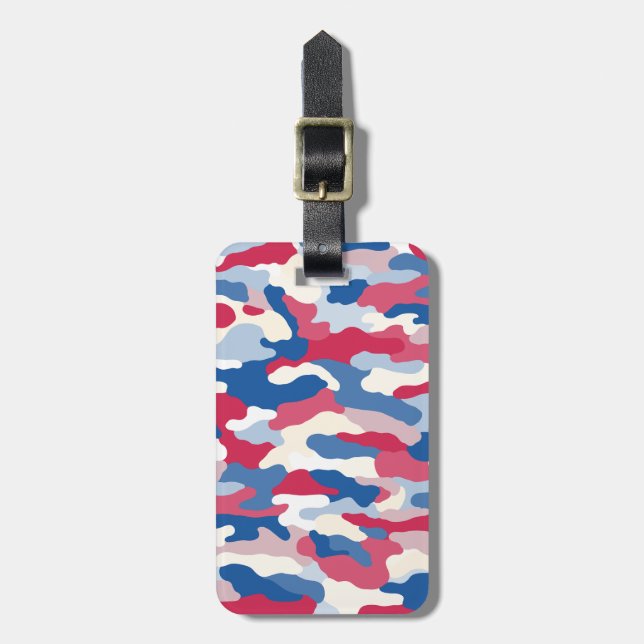 Etiqueta Para Maletas Personalizado de camuflaje azul rojo (Frente Vertical)