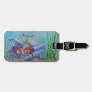 Etiqueta Para Maletas Personalizado de cangrejo del océano azul