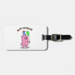 Etiqueta Para Maletas Personalizado de Cerdo de Cumpleaños elegir colo