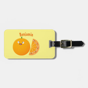 Etiqueta Para Maletas Personalizado de cítricos de feliz naranja