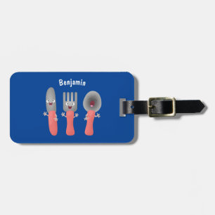 Etiqueta Para Maletas Personalizado de cubertería de bifurcación y cucha