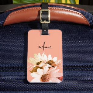 Etiqueta Para Maletas Personalizado de flor de margarita caprichosa Mens