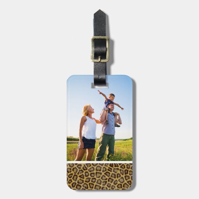 Etiqueta Para Maletas Personalizado de foto leopardo Fur (Frente Vertical)