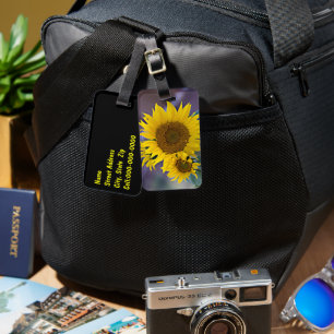 Etiqueta Para Maletas Personalizado de fotografía de cierre de girasoles