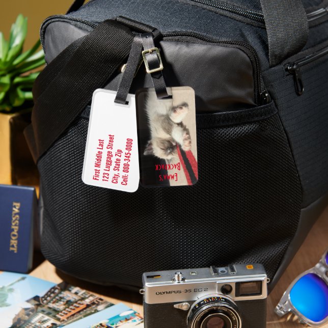 Etiqueta Para Maletas Personalizado de gatitos que duermen durante el co (Anverso & Reverso)