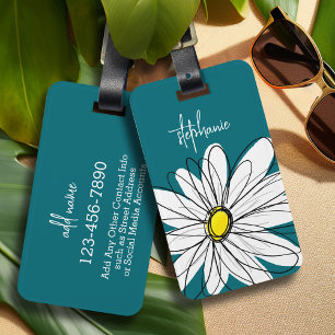 Etiqueta Para Maletas Personalizado de margarita azul y amarilla