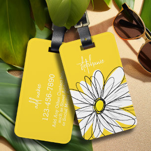Etiqueta Para Maletas Personalizado de margarita blanca y amarilla