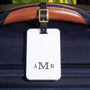 Etiqueta Para Maletas Personalizado de monograma clásico minimalista