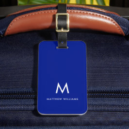 Etiqueta Para Maletas Personalizado de monograma mínimo azul de la Marin