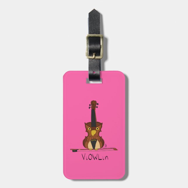Etiqueta Para Maletas Personalizado de música divertida de Violin (Frente Vertical)