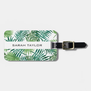 Etiqueta Para Maletas Personalizado de nombres de hojas de palmas tropic