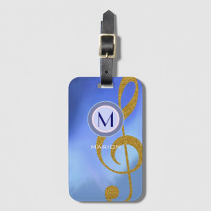 Etiqueta Para Maletas personalizado de notas musicales de golden treble 