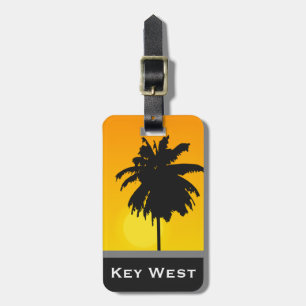 Etiqueta Para Maletas Personalizado de oro de Key West de la puesta del