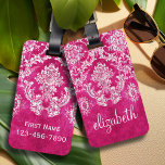Etiqueta Para Maletas Personalizado de patrón de Damasco de Grunge Rosad<br><div class="desc">Un patrón vintage con un diseño de pizarra y encaje. Eche un vistazo a las flores y hojas.Un diseño moderno con colores y elegancia en tonos de joyas. Los elementos son más fáciles de personalizar cuando se reemplazan primero todo el texto y las fotos. Si su arte todavía necesita ser...</div>