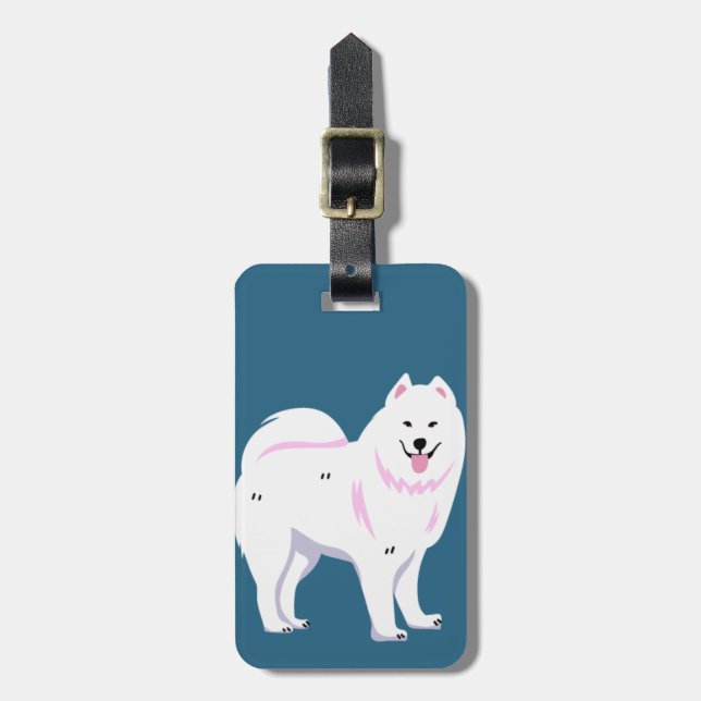Etiqueta Para Maletas Personalizado de perro de Samoyed | (Frente Vertical)