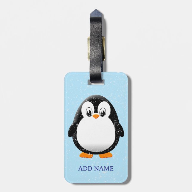 Etiqueta Para Maletas Personalizado de Personalizado de pingüino lindo (Atrás Vertical)