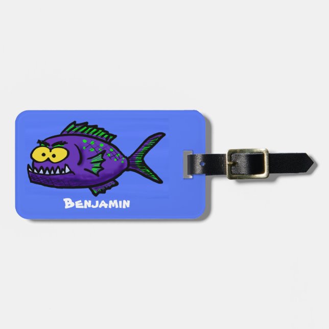 Etiqueta Para Maletas Personalizado de pescado piraña (Frente Horizontal)