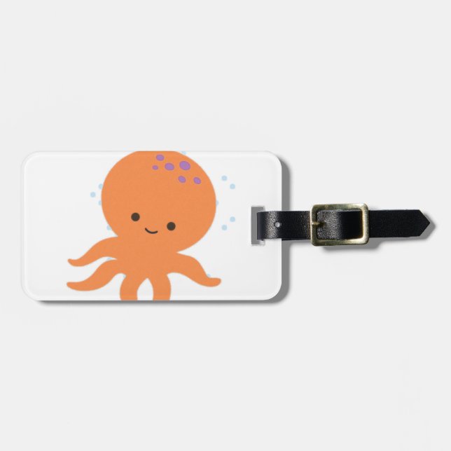 Etiqueta Para Maletas Personalizado de pulpo cutáneo (Frente Horizontal)