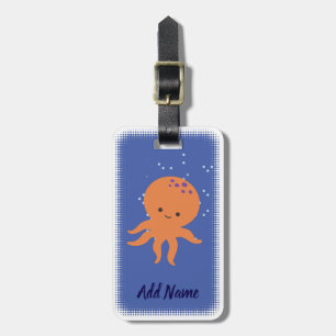 Etiqueta Para Maletas Personalizado de pulpo lindo Personalizado azul