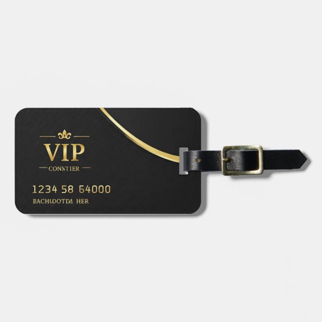 Etiqueta Para Maletas Personalizado de tarjeta de visita VIP negra (Frente Horizontal)