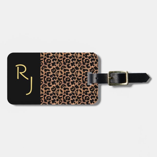Etiqueta Para Maletas Personalizado del modelo del leopardo con (Frente Horizontal)