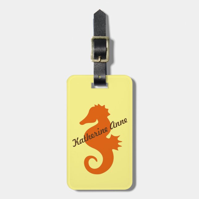 Etiqueta Para Maletas Personalizado del Seahorse de Otange (Frente Vertical)