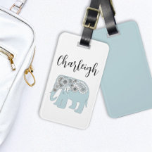 Personalizado Elefante Paisley Azul Boho Chic