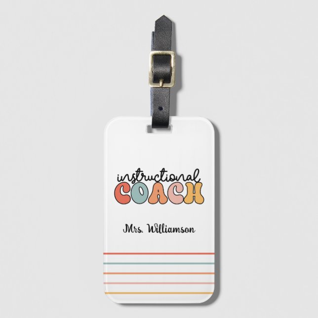 Etiqueta Para Maletas Personalizado Entrenador de Educación Retro (Anverso vertical)