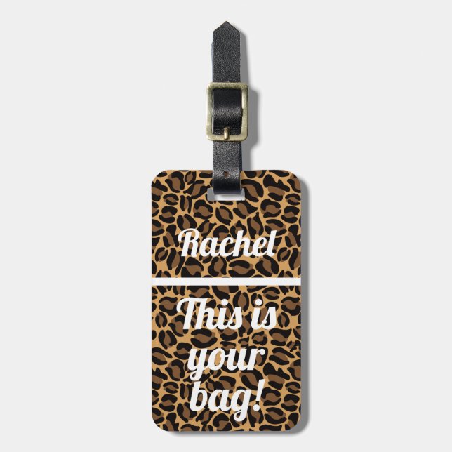 Etiqueta Para Maletas Personalizado Esta es tu bolsa Funny Leopard (Frente Vertical)