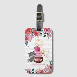 Etiqueta Para Maletas Personalizado floral caprichoso Gatos Cubierta de